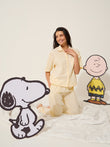 Snoopy Pink Gingham Button Down Pyjama Set - Yellow