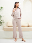 Piped Button Down Pyjama Set - Star Dust