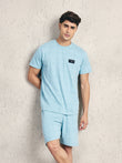 Urban Grid Shorts Set - Sky