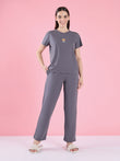 CottonEase™ Teddy Hugs Pyjama Set - Steel Grey