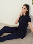 UltraLuxe™ Piping Lounge Pyjama Set - Navy
