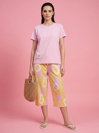 Cheetah Cub Round Neck Capri Set