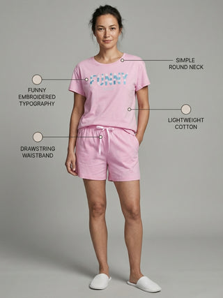 Funny Slogan Shorts Set