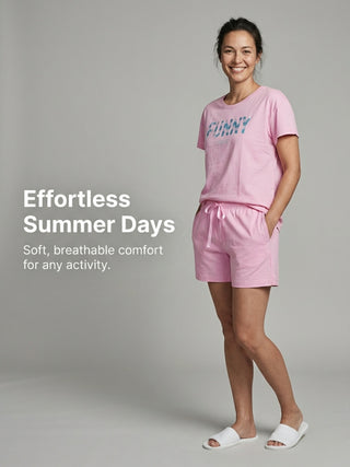 Funny Slogan Shorts Set