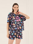 SoftCloud™ Meow Cat Shorts Set - Navy