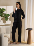 Floral Embroidery Coords Set - Black