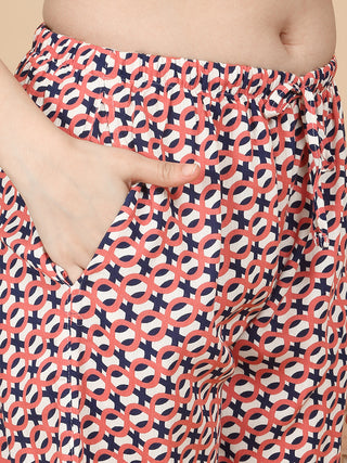 Geometric Chain Pyjama Set - White Cream