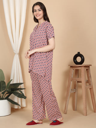 Geometric Chain Pyjama Set - White Cream
