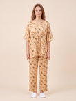 Wildflower Kaftan Pyjama Set - Mustard