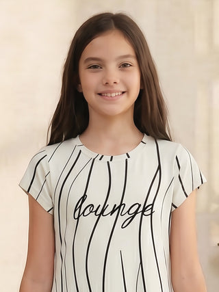 CottonEase™ Pinstripe Nightdress - Swan White