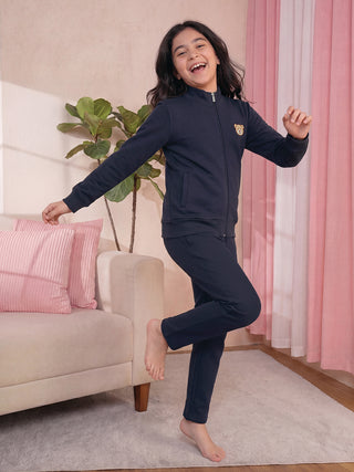 Teddy Bear Zip Coord Set - Navy