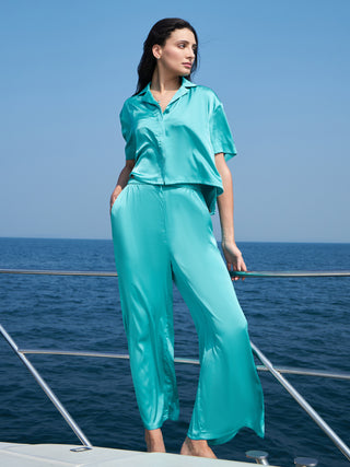 Aurora Flow Cropped Wide Leg Pyjama Set