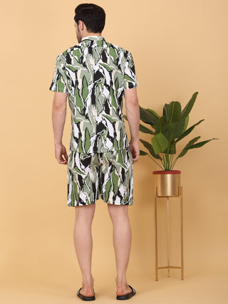 Artistic Abstract Button Down Shorts Set