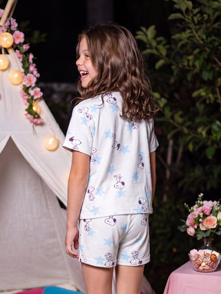 CottonEase™ Snoopy Starry Shorts Set - Swan White