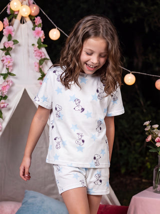 CottonEase™ Snoopy Starry Shorts Set - Swan White