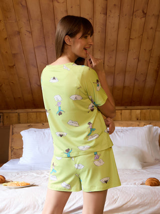 SoftCloud™ Certified Delulu Shorts Set - Lazy Lime