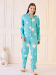 Dreamy Star Button Down Pyjama Set - Aqua