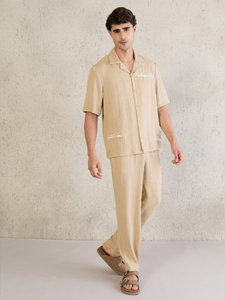 Signature Embroidered Button Down Pyjama Set