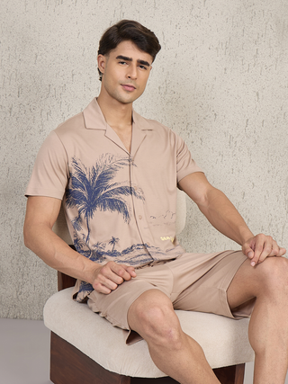 UltraLuxe<sup>TM</sup> Sea Land Print Button Down Shorts Set