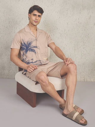 UltraLuxe<sup>TM</sup> Sea Land Print Button Down Shorts Set