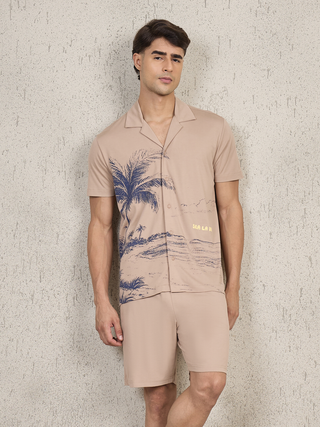 UltraLuxe<sup>TM</sup> Sea Land Print Button Down Shorts Set