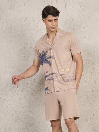 UltraLuxe<sup>TM</sup> Sea Land Print Button Down Shorts Set