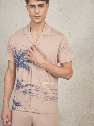 UltraLuxe<sup>TM</sup> Sea Land Print Button Down Shorts Set