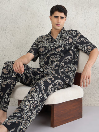 Ornate Scroll Button Down Pyjama Set