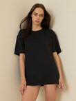LuxSoft™ Simply Lazy Oversized Tee - Black