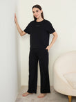 UltraLuxe™ Sweet Dreams Wide Leg Pyjama Set - Black
