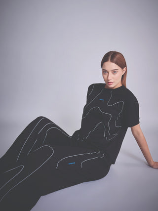 Wavy Outline Wide Leg Pyjama Set