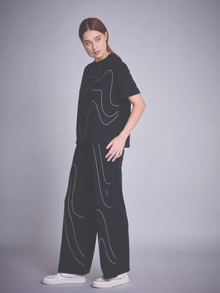 Wavy Outline Wide Leg Pyjama Set
