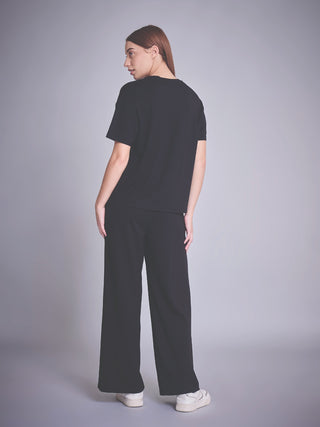 Wavy Outline Wide Leg Pyjama Set