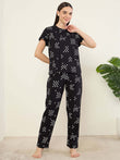 Geo Diamond Pyjama Set - Black