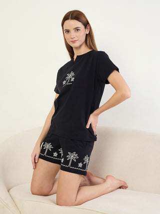 CottonEase<sup>TM</sup> Tropical Palm V Neck Shorts Set