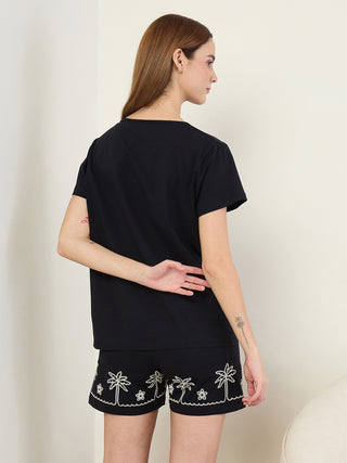 CottonEase<sup>TM</sup> Tropical Palm V Neck Shorts Set