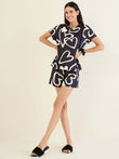 SoftCloud™ Whimsical Hearts Shorts Set - Black