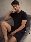 Mellow Tone Henley Shorts Set - Black