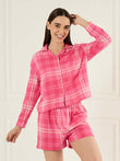 Pink Plaid Button Down Shorts Set - Blossom Pink