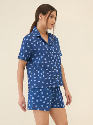 Playful Polka Dot Piping Short Set