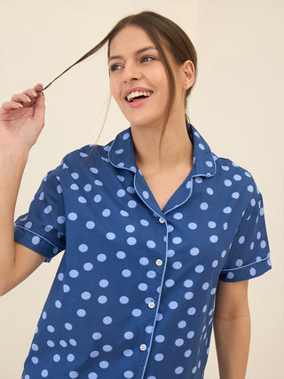 Playful Polka Dot Piping Short Set