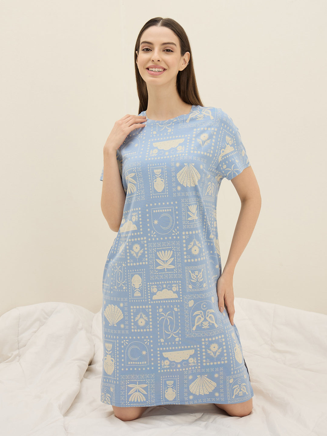 BambooSoft Tabletop Print Nightdress | Women Nightdress | Sweet Dreams BambooSoft Tabletop Print Nightdress | Women Nightdress | Sweet Dreams