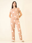 Starry Round Neck Pyjama Set - Brown Mel
