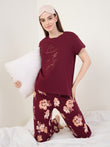 TruCotton™ Floral Slogan Pyjama Set - Brown
