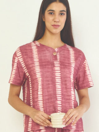 SoftCloud<sup>TM</sup> Tie-Dye Stripe Henley Shorts Set