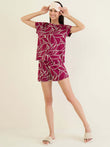Flowy Leaf Shorts Set - Brown