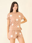 Star Print Shorts Set - Brown Mel