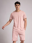 Urban Mosaic Round Neck Coord Set - Cameo Peach