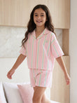 Cuddly Stripes Short Set - Candy Pink