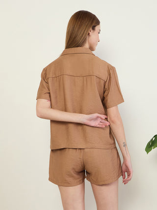 Abstract Leaf Button Down Coord Set